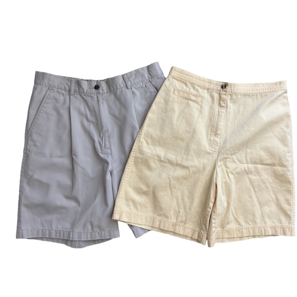 Bundle of 2 90’s Ultra high Chino Shorts, LL Bean and Talbots- Yellow, gray, 10 - Picture 1 of 6